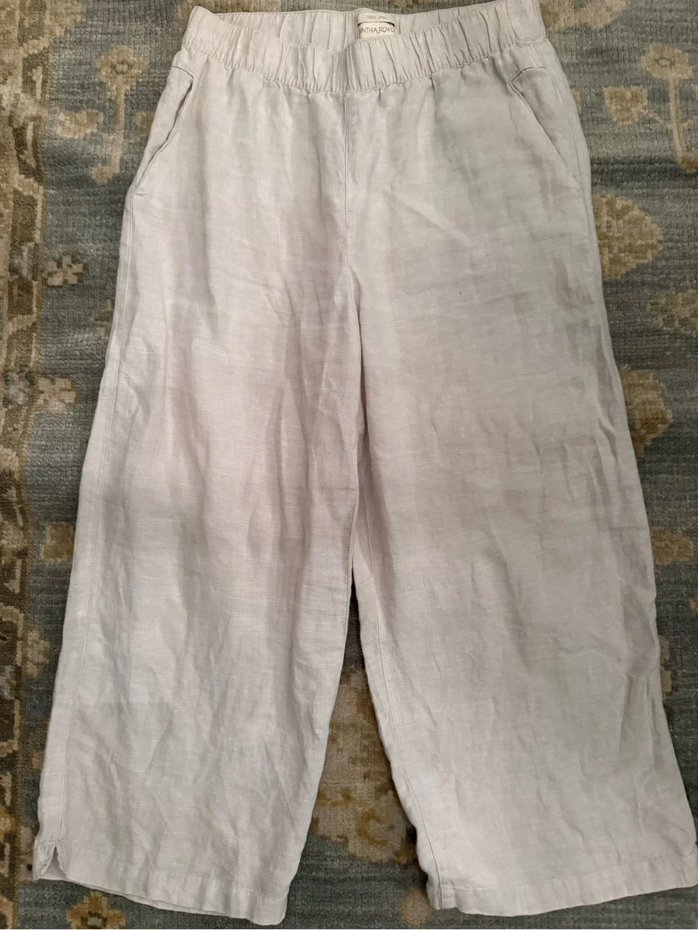 Cynthia Rowley Pale Lilac Linen Wide-Leg Pants - Picture 6 of 6